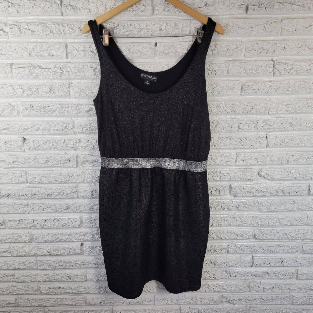 Forever 21 Dress 1X Mini Sleeveless Partyβ Little Black Dress Metallic BLA87E